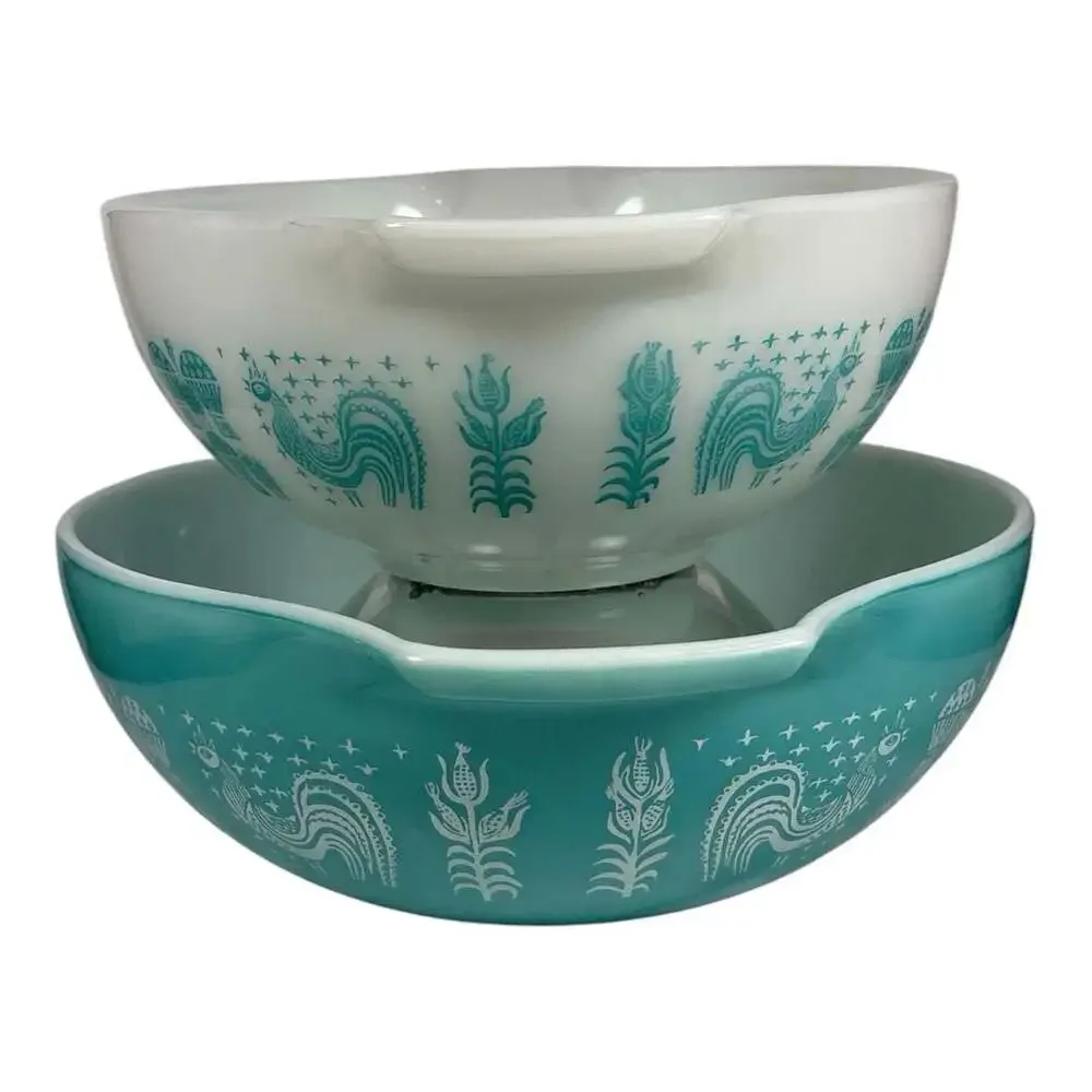 Vintage Pyrex Amish Butterprint Cinderella Nesting Mixing Bowls 443 & 444 Set